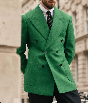 188.35 Aidase Herringbone Men Suits Tailor-Made 2 Pieces Blazer Black Pants Double Breasted Wide Lapel Business Wedding Plus Size Tailored aidase-shop